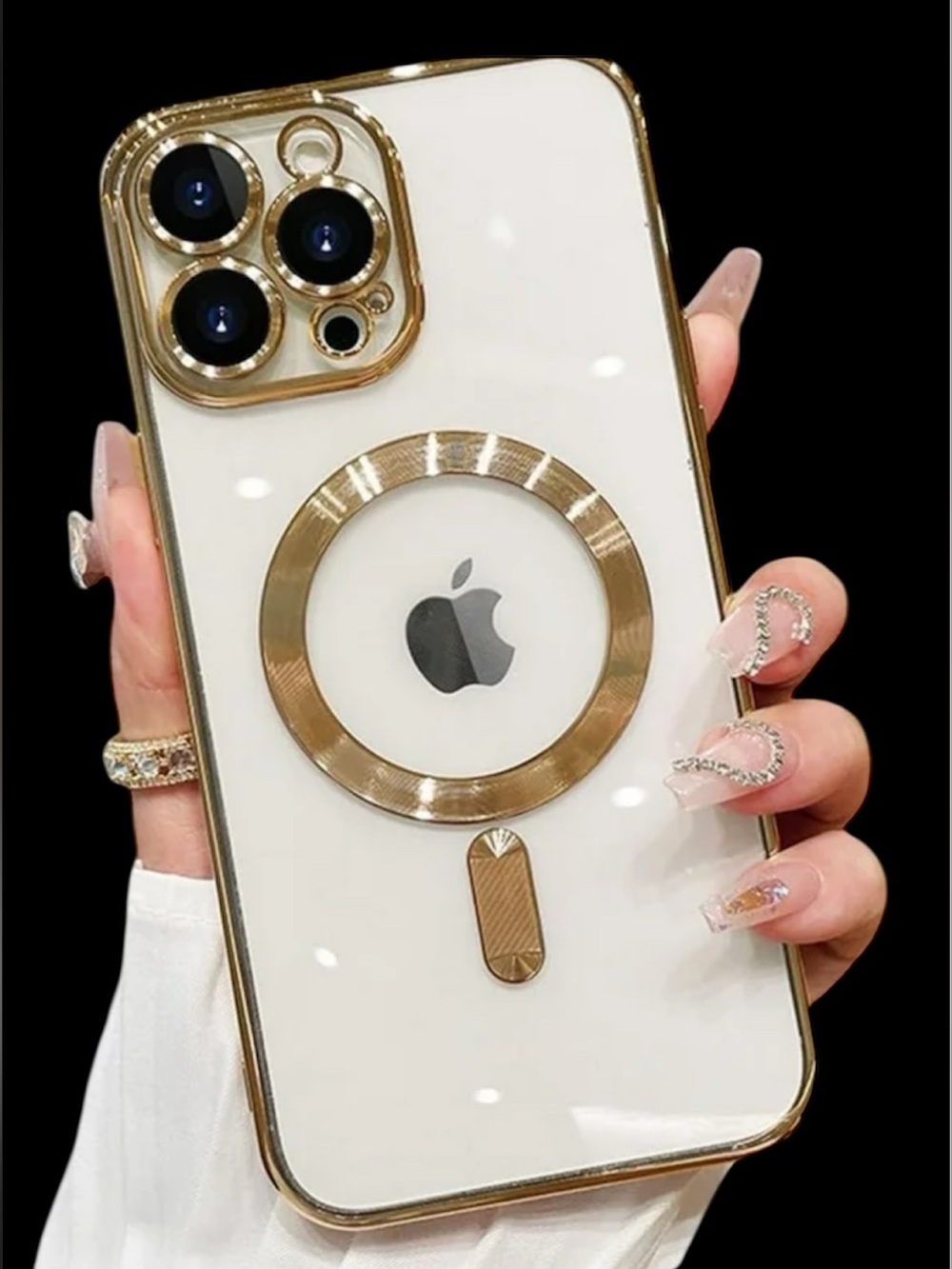 Amazon Clear MagSafe-Compatible Phone 15 pro max Case with Gold Accents